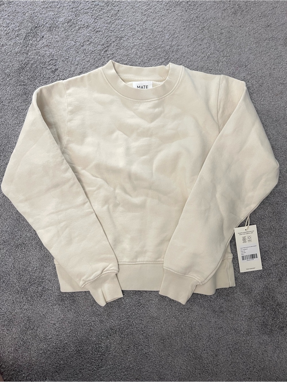 NWT Mate the Label Organic Fleece Shrunken Crew Neck Sweatshirt